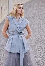 M.A Dainty Girl Boss Sleeveless Jacket - Grey Stripe