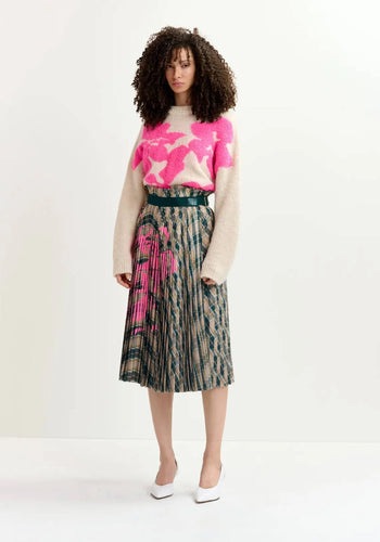 Essentiel Antwerp Plisse Skirt - Neon Print