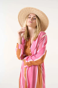 One Season Bazaar Stripe-Moroccan Dress - Pink