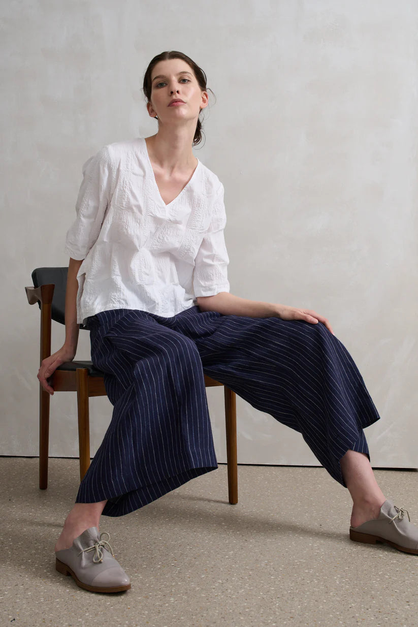 Vale and Ward Mandy Pant - Navy Stripe